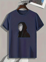 Masked Person Print Men's Graphic T-shirt for Summer