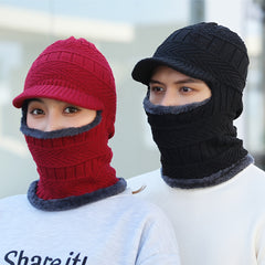Winter Warm Hat And Gloves Set Knitted Balaclava & Windproof Gloves