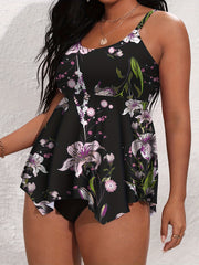 Floral Print Tankini Set Women's 2pcs Swimsuit