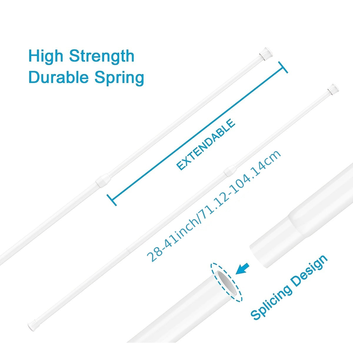 2pcs Small Curtain Tension Rods 28", No Drilling Needed