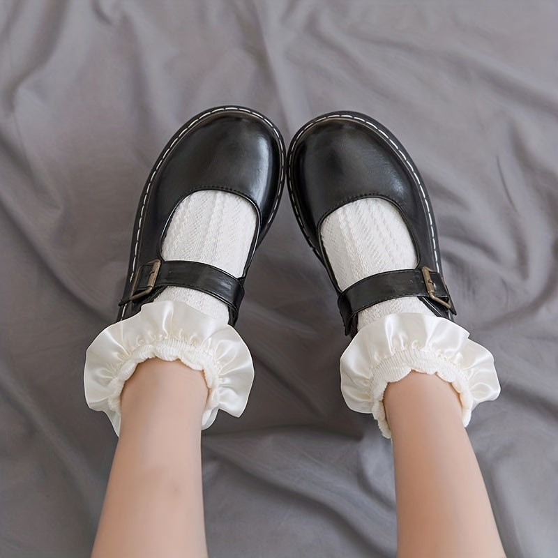 3 Pairs Twist Textured Socks Sweet & Ruffle Short Socks Women's Stockings