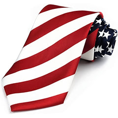 Men's Flag Stars & Stripes Red Necktie Stripe Ties