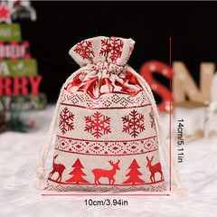 Christmas Burlap Candy Bag Drawstring Gift Bag For Kids Teens Adults