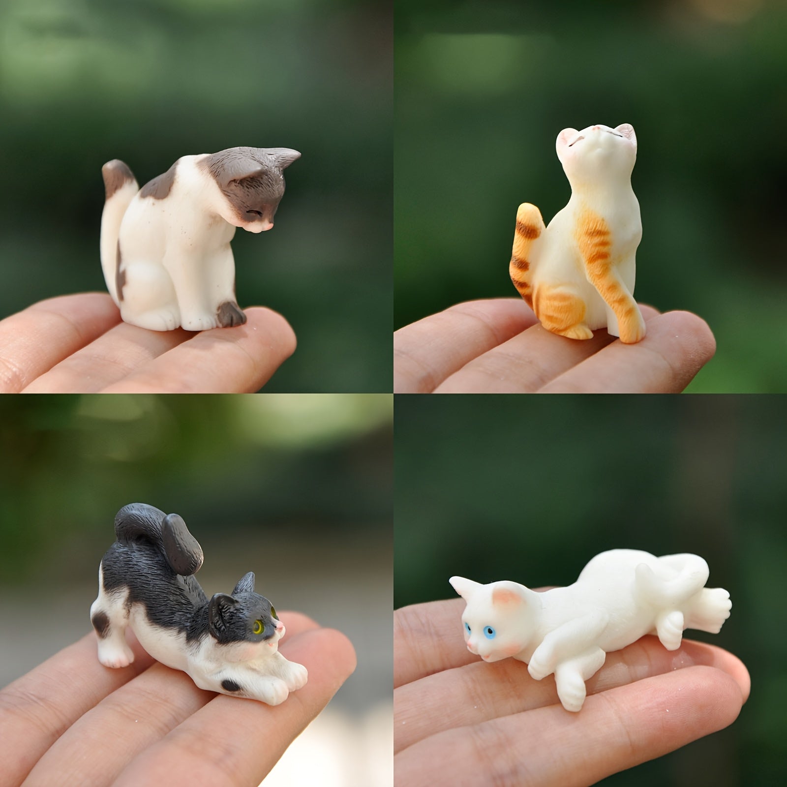 4pcs Dollhouse Cat Models for Miniature Scenes
