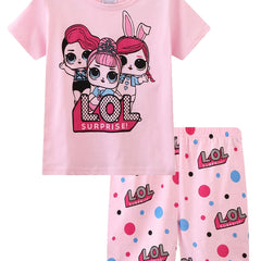 Girls LOL Print T-shirt & Polka Dot Shorts Set