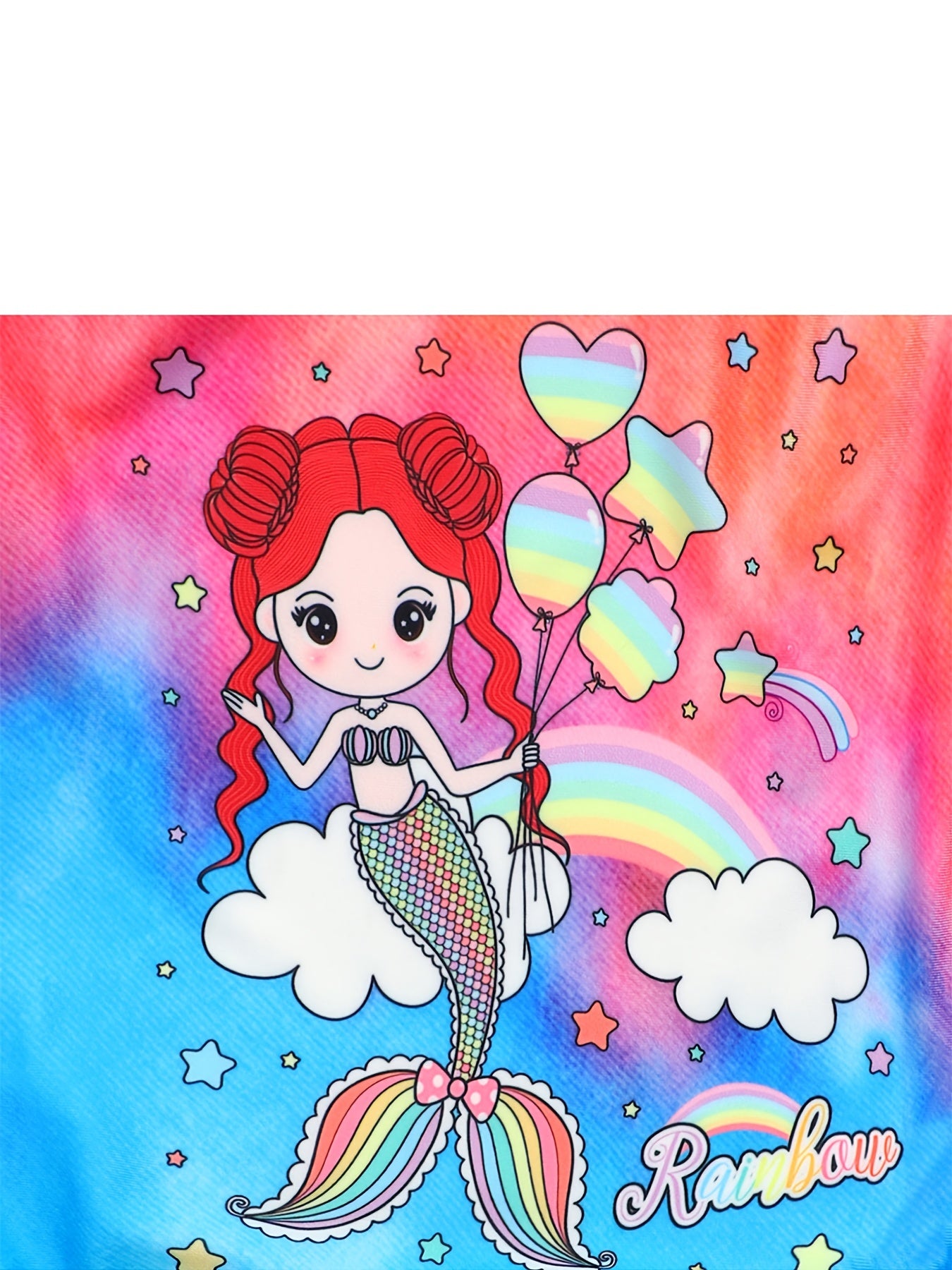 Toddler Girls Swimsuit Tie Dye Mermaid Rainbow Print Sleeveless Swimwear
