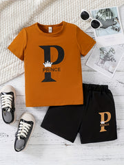 Boys Prince Outfit Short Sleeves Round Neck T shirt & Shorts