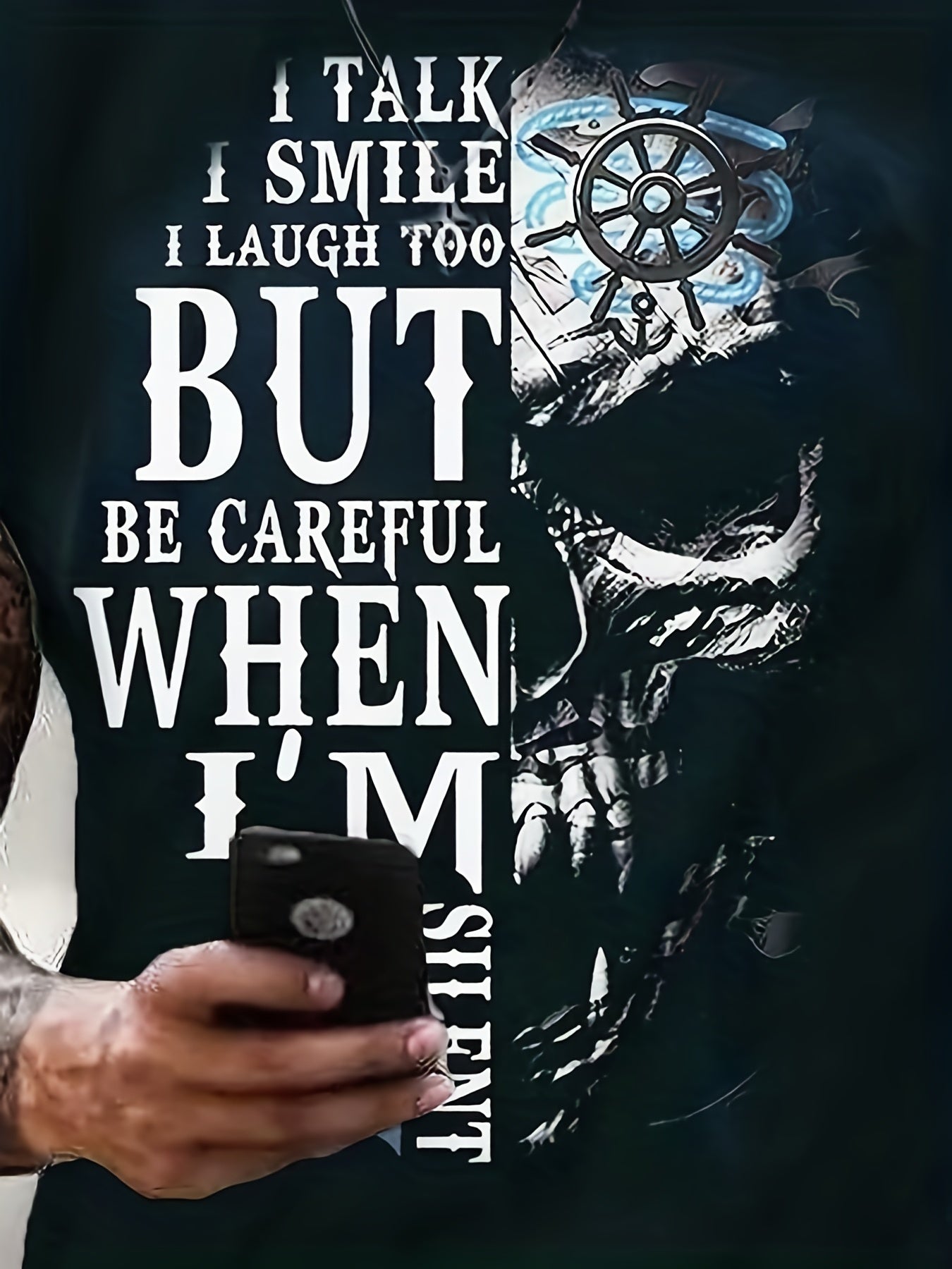 Men's Letter Skull 3D Graphic Print T Shirt Short Sleeve Crew Neck Tee