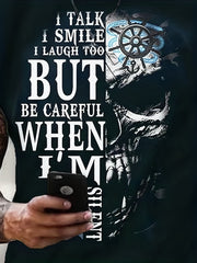 Men's Letter Skull 3D Graphic Print T Shirt Short Sleeve Crew Neck Tee