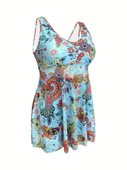 Paisley Print Tankini Set Dress & Shorts Swimsuit