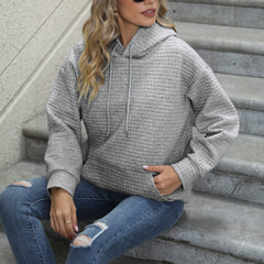 Textured Kangaroo Pocket Hoodie Long Sleeve Hoodies Sweatshirt