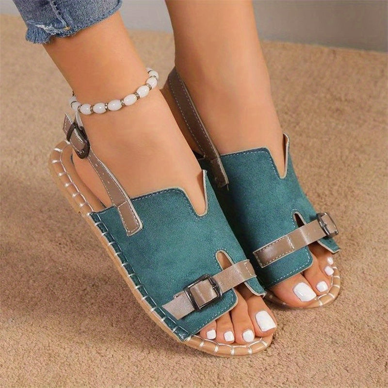 Women's Buckle Strap Flat Sandals - Lightweight Summer Sandals