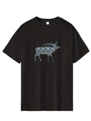 Men's Printed Leisure Sports T shirt Casual Stretch Round Neck Tee Shirt