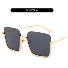 Hip Hop Style Sunglasses Square Rimless Lenses Golden Metal Frames