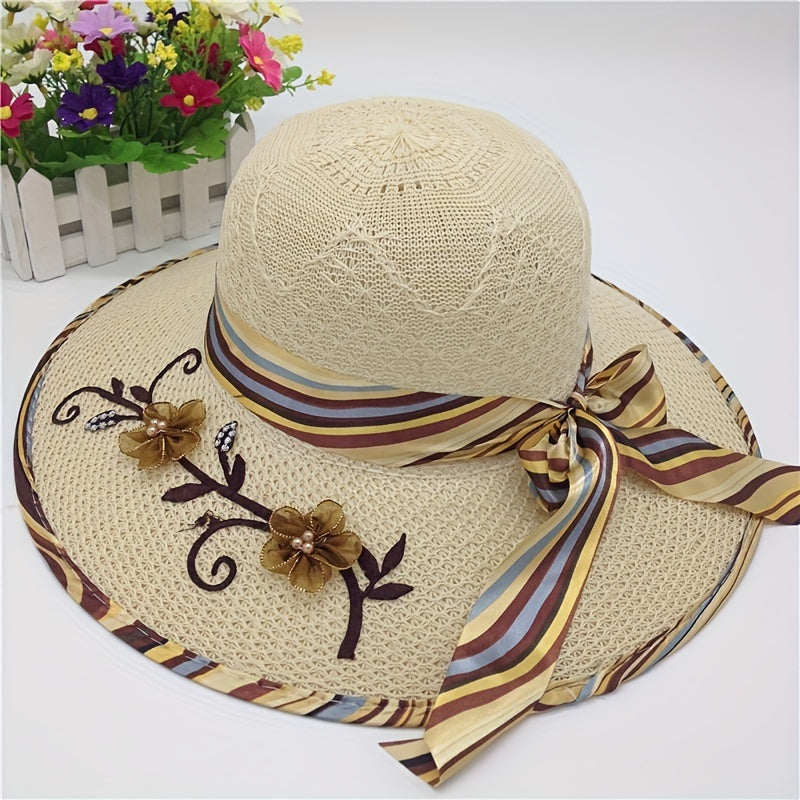 Breathable Sun Hat Ribbon Bowknot Decor Bucket Hat Women