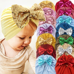 Sequin Bow Baby Headscarf Hat For Baby 0-3 Years Old