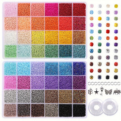 44000pcs 2mm 48 Colors Seed Beads + Storage Boxes for DIY Jewelry Making