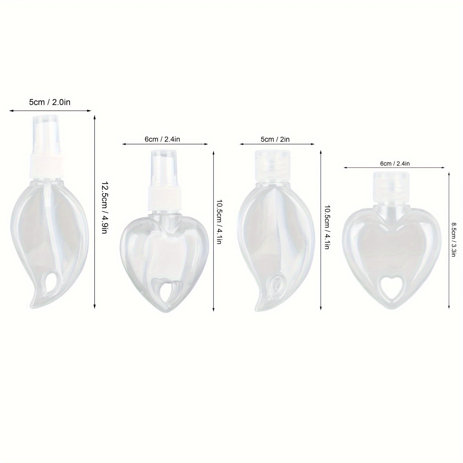 4pcs 50ml Leakproof Travel Bottles Keychain Portable Transparent Plastic Empty