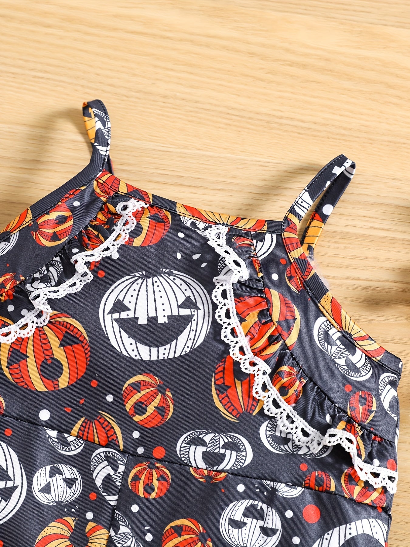 Cute Pumpkin Print Suspender Pants for Baby Girl's Halloween Costume