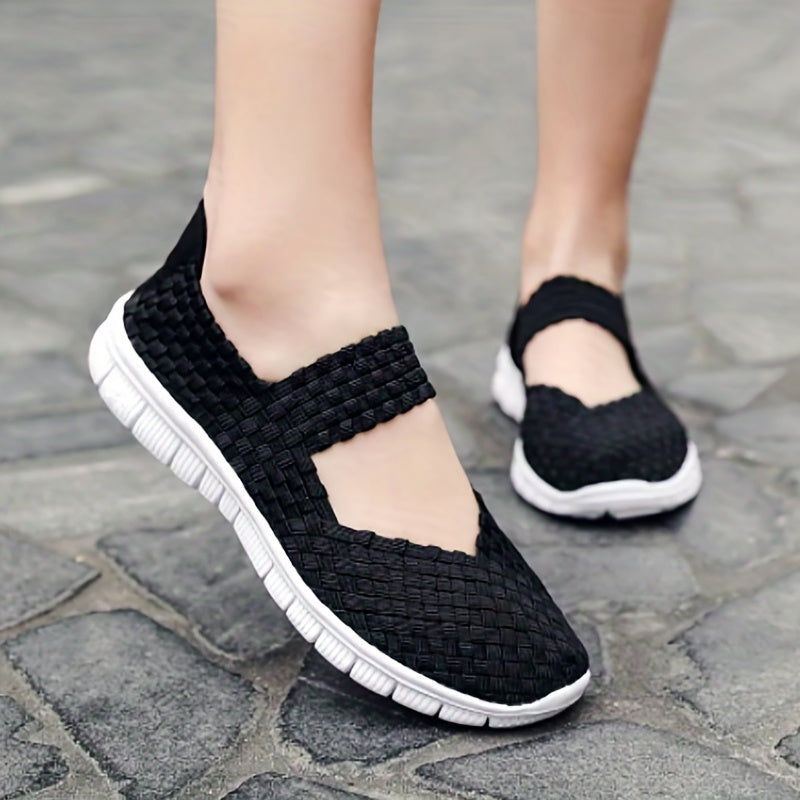 Women's Braided Walking Shoes Comfortable Slip On Casual Sock Shoes