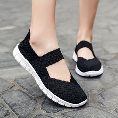 Women's Braided Walking Shoes Comfortable Slip On Casual Sock Shoes