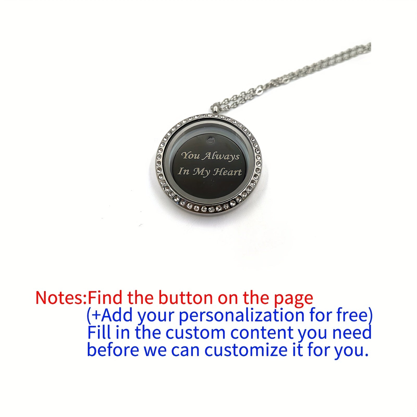 Custom Silver Rhinestone Pet Memorial Pendant with Engraved Name Plate