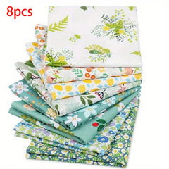 8pcs Floral Pattern Twill Cotton Fabric for DIY Sewing Crafting