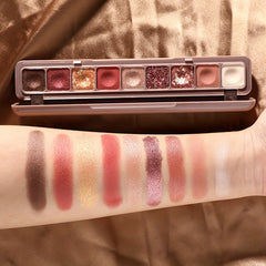 9-Color Waterproof Eyeshadow Palette with Shimmer Pearly Matte Glitter Textures