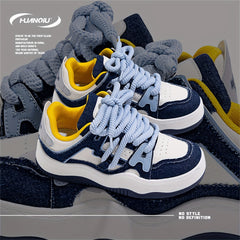 Sporty Block Lace-up Platform Sneakers for Women