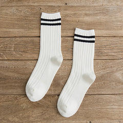 3 Pairs Girls Striped Sports Socks - Comfy Crew Socks for Kids