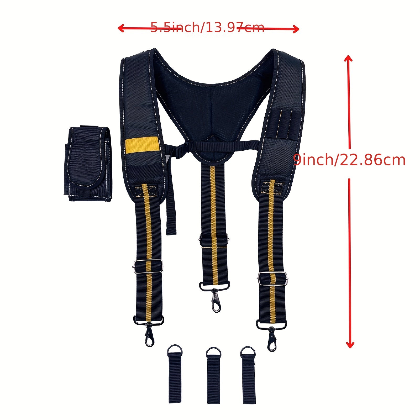 Tool Belt Suspenders with Large Phone Holder & Pencil Holder
