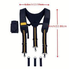 Tool Belt Suspenders with Large Phone Holder & Pencil Holder