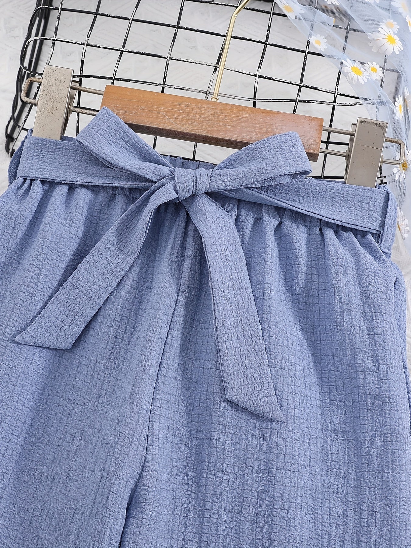 Girls Casual Loose Wide Leg Pants with Belted Waist Summer Clothes