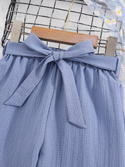 Girls Casual Loose Wide Leg Pants with Belted Waist Summer Clothes