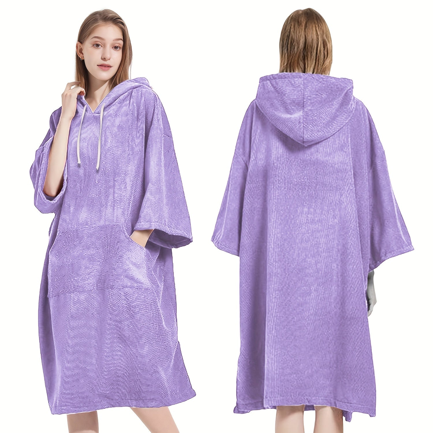 Microfiber Hooded Towel Soft Beach Wrap with Pocket