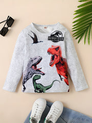 Dinosaur Print Boys Long Sleeve T shirt Lightweight Comfy Tops Kids Clothings
