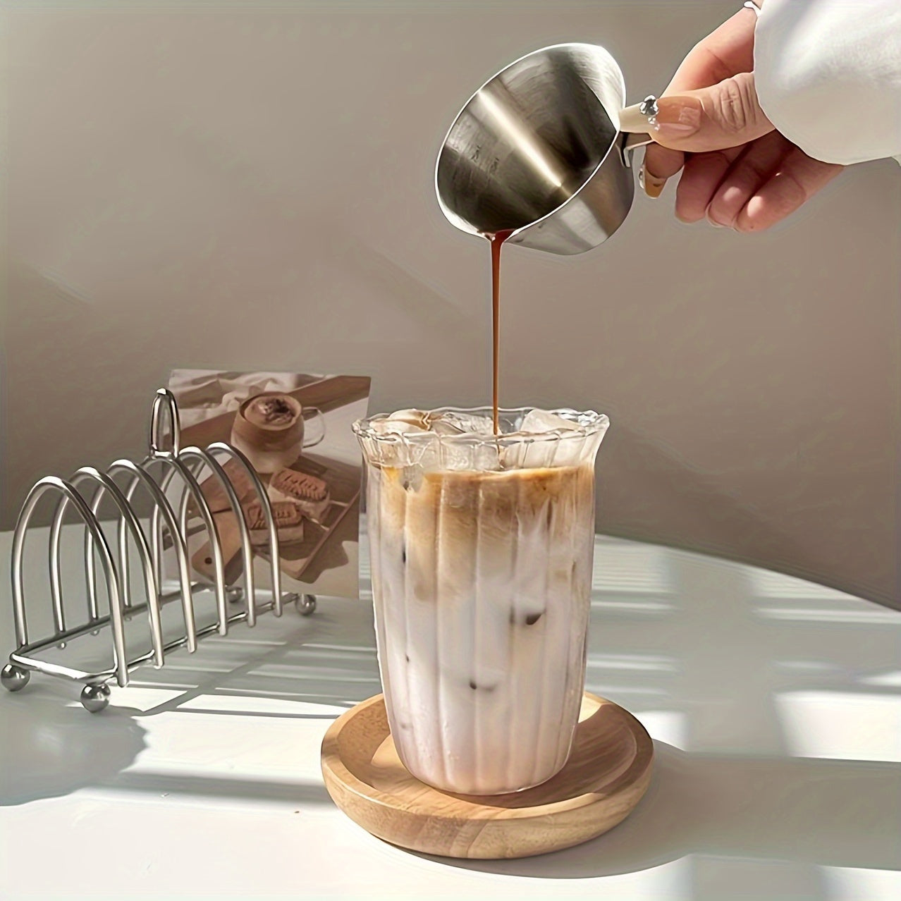 420ml Retro Transparent Glass Water Cup for Outdoor Camping Picnic Travel