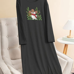 Christmas Lounge Dress Women's Snowman & Cactus Tee