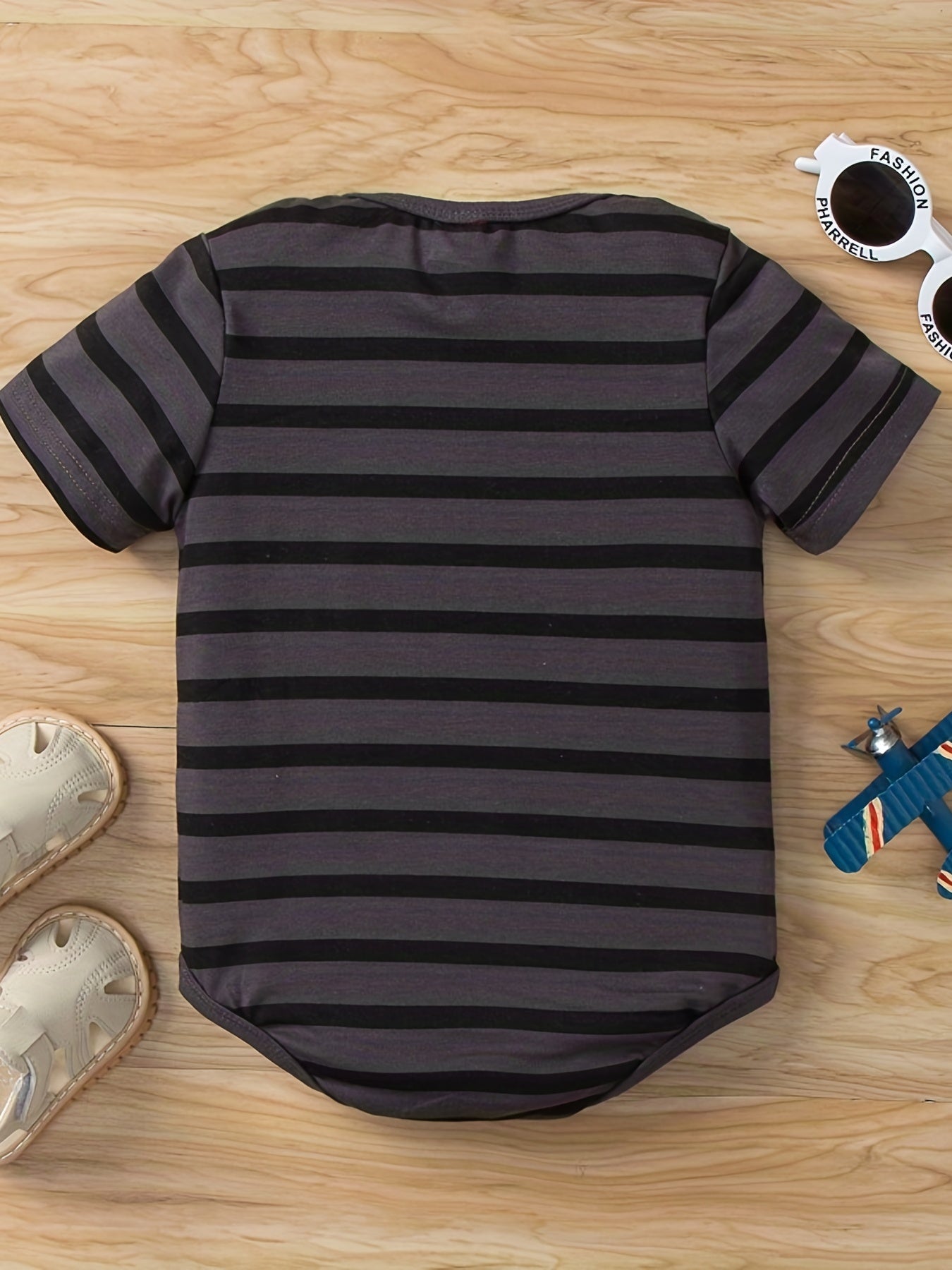 Baby Boy's Striped Short Sleeve Triangle Romper