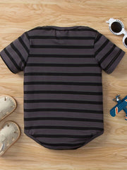 Baby Boy's Striped Short Sleeve Triangle Romper