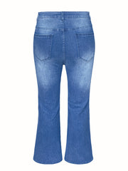 Flared Leg High Rise Stretch Jeans for Plus Size Women