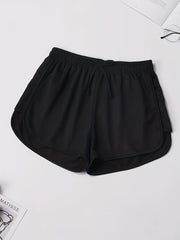Sporty Elastic Waist Drawstring Shorts for Women