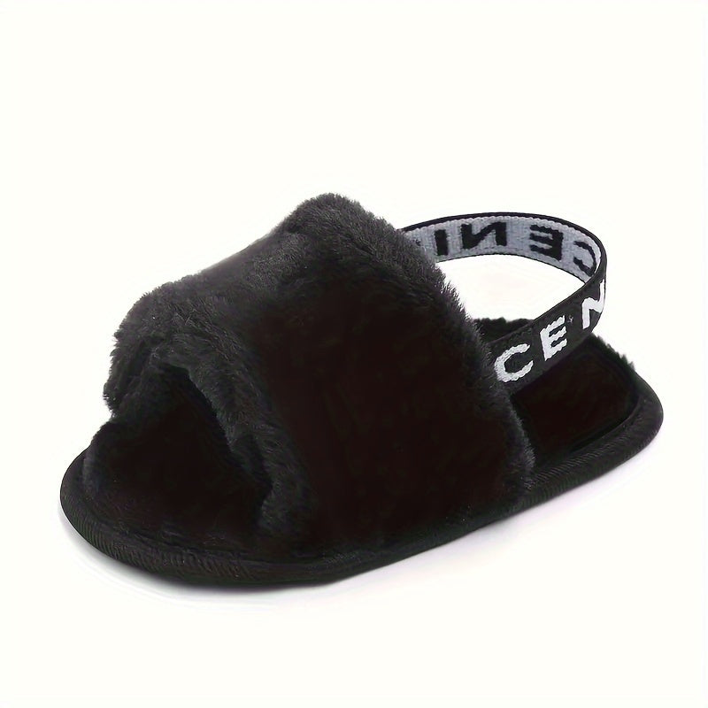 Baby Girl Furry Sandals Lightweight Anti Slip Open Toe Sandals