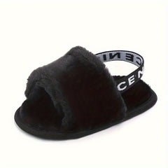 Baby Girl Furry Sandals Lightweight Anti Slip Open Toe Sandals