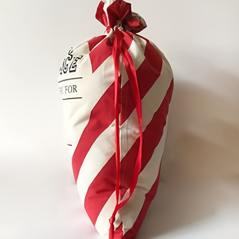 1pc Striped Christmas Bag Large Webbing Cotton Striped Christmas Bags