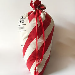 1pc Striped Christmas Bag Large Webbing Cotton Striped Christmas Bags