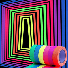 6pcs Fluorescent Cloth Tape Adhesive Neon Glow In The Dark Tape Matte 6 Colors