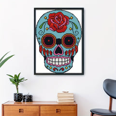 Skull Stamped Cross Stitch 14CT Print Canvas Embroidery