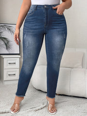 Plus Solid High Rise Skinny Jeans