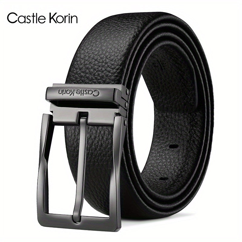 Men's Cowhide Leather Belt Needle Buckle Business Casual